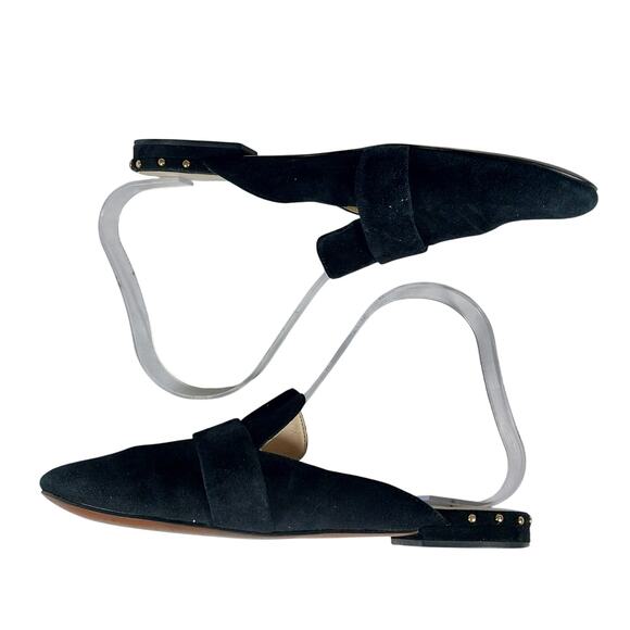 COLE HAAN! BLACK GENUINE SUEDE LEATHER FRONT STRAP MULES, LOW HEELS! SZ 6.5B - Picture 6 of 10